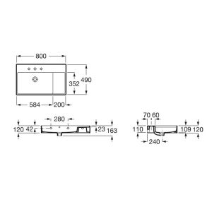 Bản vẽ chậu rửa đặt bàn INSPIRA ROCA A32752B640