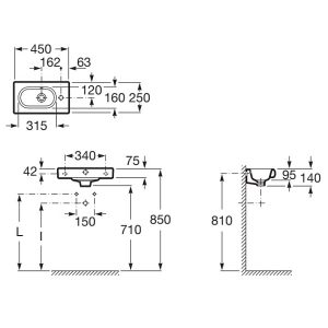 Bản vẽ chẩu rửa treo MERIDIAN ROCA A327248000