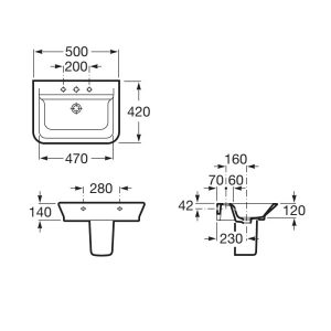 Bản vẽ chậu treo GAP ROCA A327476000