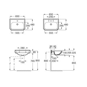 Bản vẽ chậu treo tường CARMEN ROCA A3270A1000