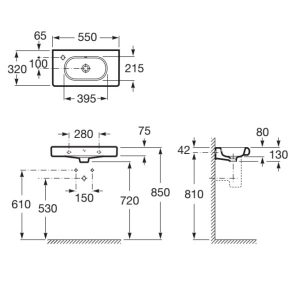 Bản vẽ kĩ thuật chẩu rửa treo MERIDIAN ROCA A32724Z000