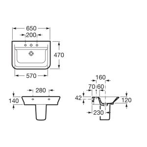 Bản vẽ kĩ thuật chậu treo GAP ROCA A327473000