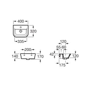 Bản vẽ kĩ thuật chậu treo GAP ROCA A327478000