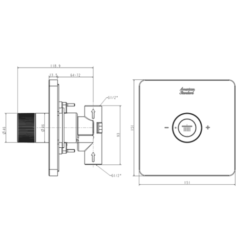 Bản vẽ kỹ thuật nút điều chỉnh tay sen EasySet American Standard FFAS0926MB