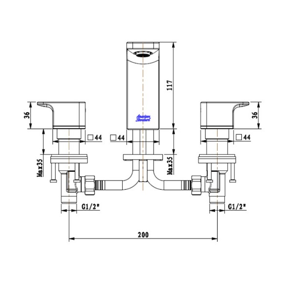 Bản vẽ kỹ thuật vòi lavabo American Standard WF-1303MB