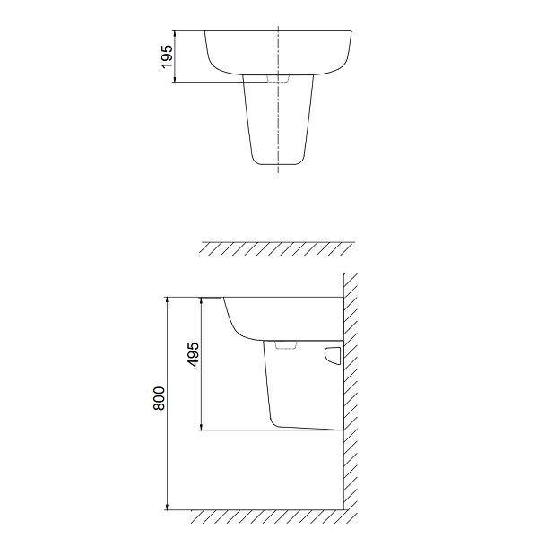 Bản vẽ thiết kế chậu rửa treo tường American VF-0262
