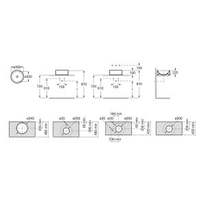 Bản vẽ chẩu rửa đặt bàn SOFIA ROCA A32722D000