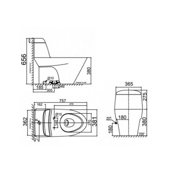 Bản vẽ thiết kế bồn cầu điện tử American Standard VF-2011SW