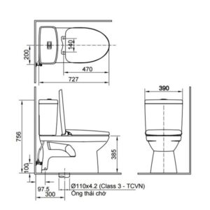 Bản vẽ Combo Inax C-504A+CW-H17VN