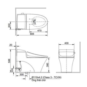 Bản vẽ bồn cầu 1 khối Inax AC-1017+CW-H17VN
