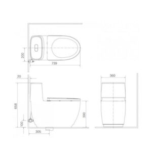 Bản vẽ bồn cầu 1 khối Inax AC-1052+CW-H18VN