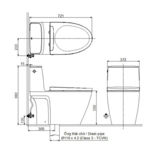 Bản vẽ bồn cầu 1 khối Inax ACT-902 + CW-H17VN