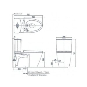 Bản vẽ bồn cầu 2 khối Inax ACT-602VN + CW-H17VN