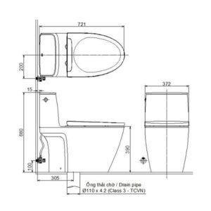 Bản vẽ bồn cầu 2 khối Inax ACT-902 + CW-S15VN