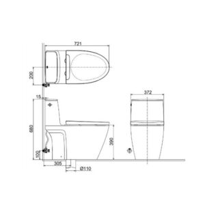 Bản vẽ bồn cầu Inax ACT-902+CW-KB22AVN