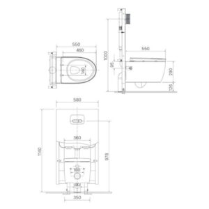 Bản vẽ bồn cầu treo tường Inax AC-952+CW-H20VN