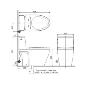 Bản vẽ bồn cầu treo tường Inax ACT-902+CW-H18VN