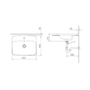 Bản vẽ chậu rửa mặt Inax L-2398V(ECFC)