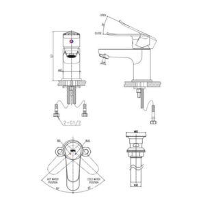 Bản vẽ vòi chậu lavabo Inax LFV-2012S-R