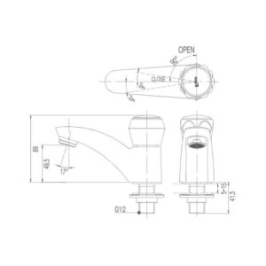 Bản vẽ vòi chậu nước lạnh Inax LVF-12AP