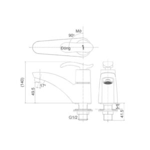 Bản vẽ vòi chậu rửa mặt lavabo Inax LFV-11AP