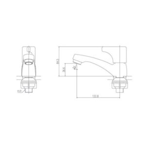 Bản vẽ vòi chậu rửa mặt lavabo Inax LFV-13BP