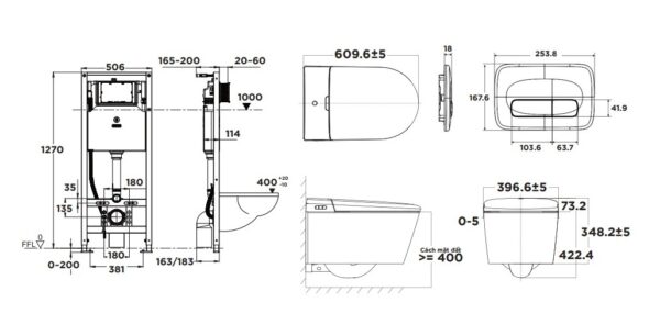 Bản vẽ kỹ thuật bệt cầu điện tử American Standard Aero-Lite 103032BL00 & 103026SH00